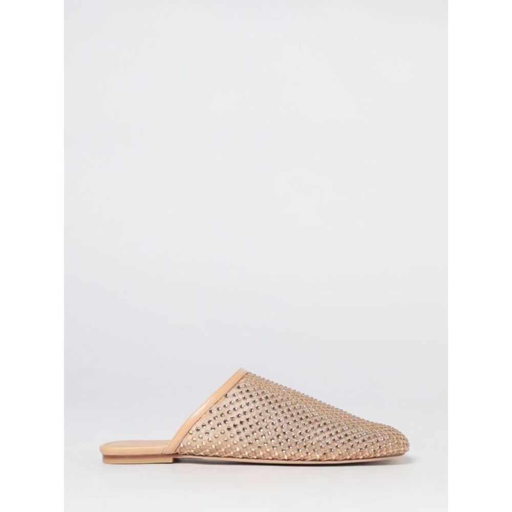 Stuart Weitzman Bareitall Flat Mules In Mesh Nylon With Rhinestones